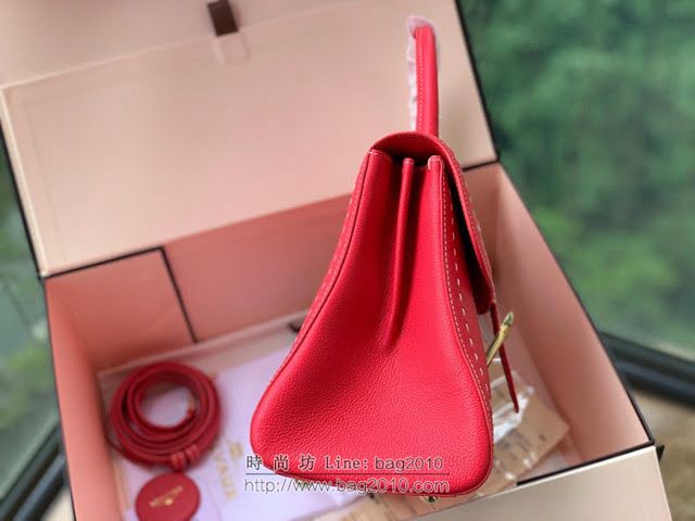 DELVAUX女包 Brillant系列手袋 原廠牛皮 德爾沃女手提包 女手拎包 Delvaux單肩斜挎包 DF0028手縫胭脂粉  fcs1373